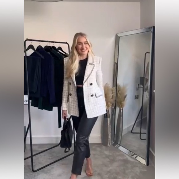 ZARA DOUBLE BREASTED TEXTURED WEAVE JACKET - Picture 7 of 16